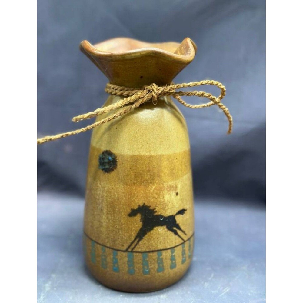 Michael Schlyer Pottery Handmade Mustang Bronco Southwest Vase
